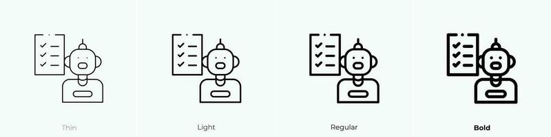 estándar icono. delgado, luz, regular y negrita estilo diseño aislado en blanco antecedentes vector