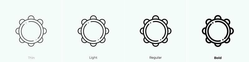 tambourine icon. Thin, Light, Regular And Bold style design isolated on white background vector