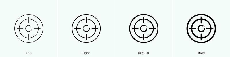 objetivo icono. delgado, luz, regular y negrita estilo diseño aislado en blanco antecedentes vector