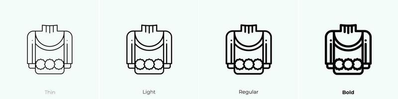 suéter icono. delgado, luz, regular y negrita estilo diseño aislado en blanco antecedentes vector