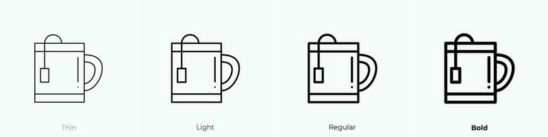 tea icon. Thin, Light, Regular And Bold style design isolated on white background vector