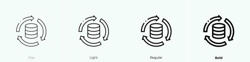 sincronización icono. delgado, luz, regular y negrita estilo diseño aislado en blanco antecedentes vector