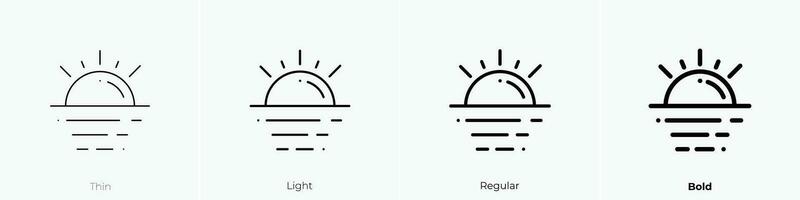 sunrise icon. Thin, Light, Regular And Bold style design isolated on white background vector