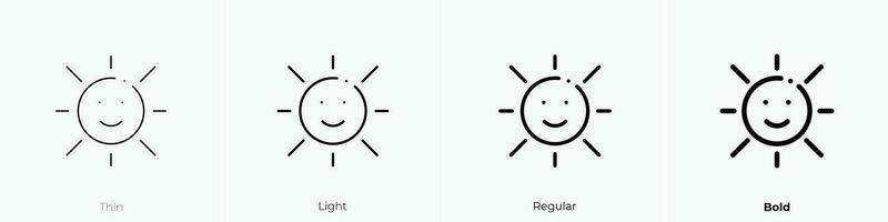 sun icon. Thin, Light, Regular And Bold style design isolated on white background vector