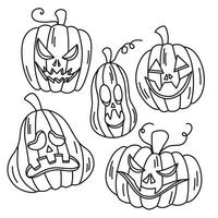 Spooky pumpkin Halloween colouring page for kid vector image