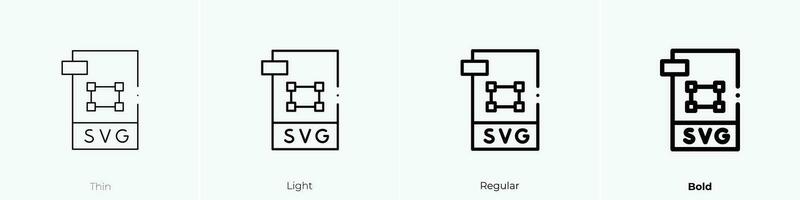 svg file icon. Thin, Light, Regular And Bold style design isolated on white background vector