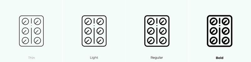 tabletas icono. delgado, luz, regular y negrita estilo diseño aislado en blanco antecedentes vector