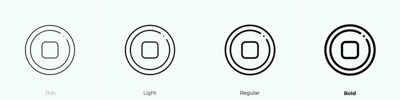 detener botón icono. delgado, luz, regular y negrita estilo diseño aislado en blanco antecedentes vector