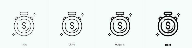 stopclock icon. Thin, Light, Regular And Bold style design isolated on white background vector