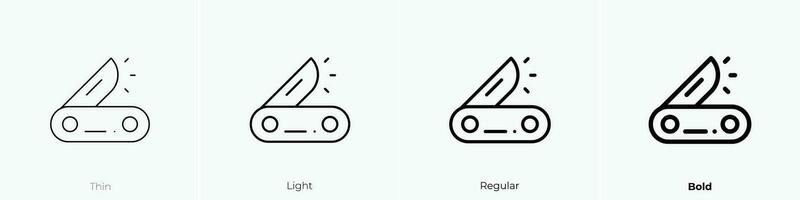 swiss knife icon. Thin, Light, Regular And Bold style design isolated on white background vector