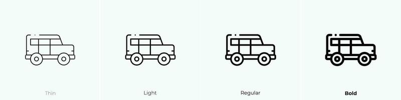 suv car icon. Thin, Light, Regular And Bold style design isolated on white background vector