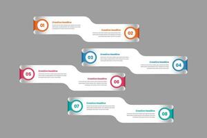 negocio concepto presentación ocho paso minimalista infografía modelo con número y retorcido cinta forma vector