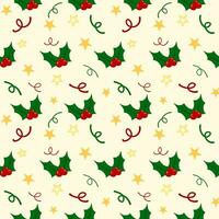 Seamless pattern of Christmas and holly background for design, paper wrap, textile vector