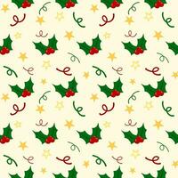 Seamless pattern of Christmas and holly background for design, paper wrap, textile vector