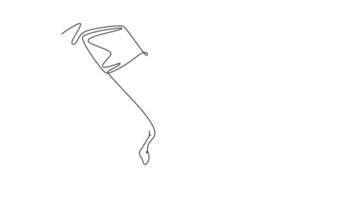 Animated self drawing of continuous line draw gesture of happy two adult hands holding each other together to express love and care. Romantic young couple lover concept. Full length one line animation video