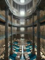 AI Generated. AI Generative - The Silent Majesty - Exploring the Uninhabited Vastness of the World's Largest Library photo