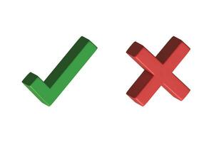 right or wrong and yes or no icon for element, check. 3d vector design