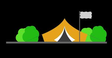 2 d animação do uma acampamento barraca video