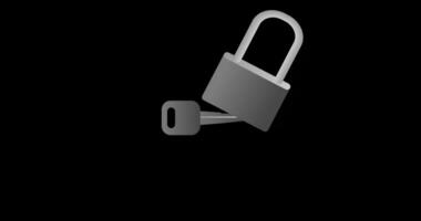 2 d animation of opening a security padlock with a key video