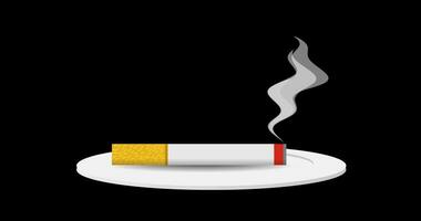 2d animatie van een sigaret met stijgende lijn rook video