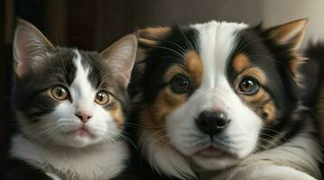 AI Generated. AI Generative - Captivating Canine and Feline Friendship - Heartwarming Realism in High Quality photo