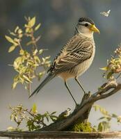 ai generado. ai generativo - de la naturaleza cautivador belleza - un tranquilo encuentro con un agraciado pájaro foto