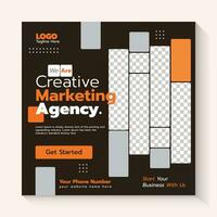 Creative marketing agency social media template vector