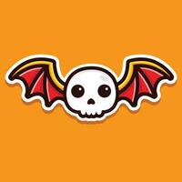 The skull head is in the shape of a bat vector