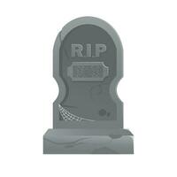 Gravestones vector illustration isolated cartoon style with RIP or rest in peace memorial signs and spider web template element