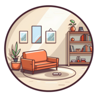 living room interior ai generative png