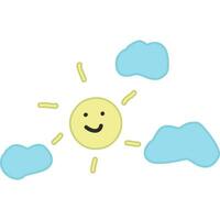 Sun and clouds cartoon in icon style vector