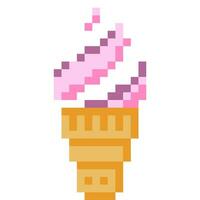 Ice cream cartoon icon in pixel style. vector