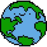 Earth cartoon icon in pixel style vector