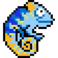 Lizard cartoon icon in pixel style. vector