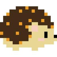 Hedgehog cartoon icon in pixel style. vector