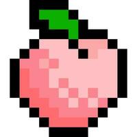 Peach cartoon icon in pixel style vector