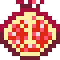 Pomegranate fruit cartoon icon in pixel style. vector