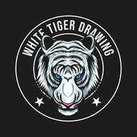 blanco Tigre cabeza logo ilustración vector