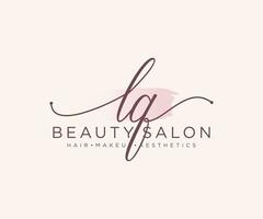 Initial LQ feminine logo collections template. handwriting logo of initial signature, wedding, fashion, jewerly, boutique, floral and botanical with creative template for any company or business. vector