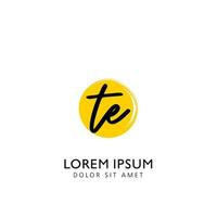 TE Initial Handwriting Circle Brush Template Design vector
