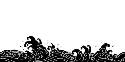 japan ocean sea wave oriental style silhouette seamless pattern illustration vector