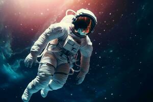 Astronaut floating universe sky. Generate Ai photo