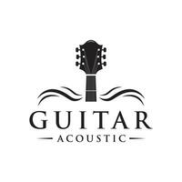 Retro guitar music logo template design. Logo for acoustic, bar, typography and nightclub. vector