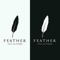 Luxurious author's feather design logo with creative ideas. Inspired by the author, quill feather. vector