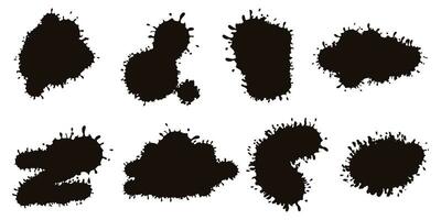 stain sticks. Paint ink splashes with drips, splashes and drips, silhouette blob spray collection vector