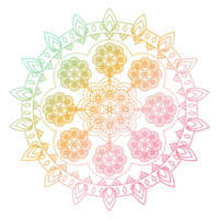 Soft gradient mandala ornament outline pattern. Indian geometric art graphic. Isolated coloring book. png