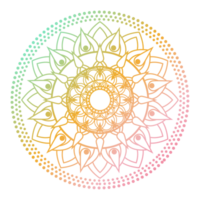 Soft gradient mandala ornament outline pattern. Indian geometric art graphic. Isolated coloring book. png