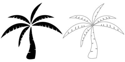 outline silhouette palm tree icon set isolated on white background vector