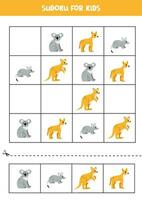 educativo sudoku juego con linda australiano animales vector