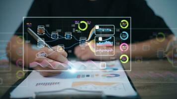 Business Intelligence concept - data analysis, management tools, intelligence, corporate strategy creation, data-driven decision making photo